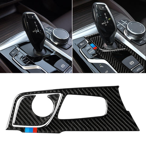 Adhésif décoratif pour panneau de position du changement en fibre de carbone tricolore 2 en 1 pour BMW Serie 5 G38 528Li / 530Li / 540Li 2018, guide vers l'avant, Position de vitesse (2 en 1)