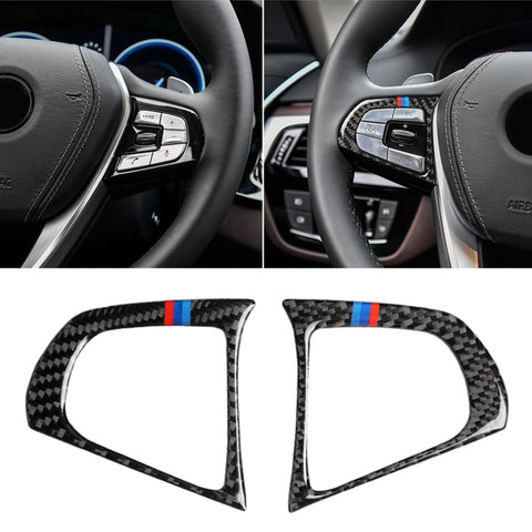 Auto Tricolore Volante In Fibra di Carbonio Configurazione dei Pulsanti B Adesivo Decorativo per BMW Serie 5 G30/G38 X3 G01/G08, Steering Wheel Button(Tricolor)