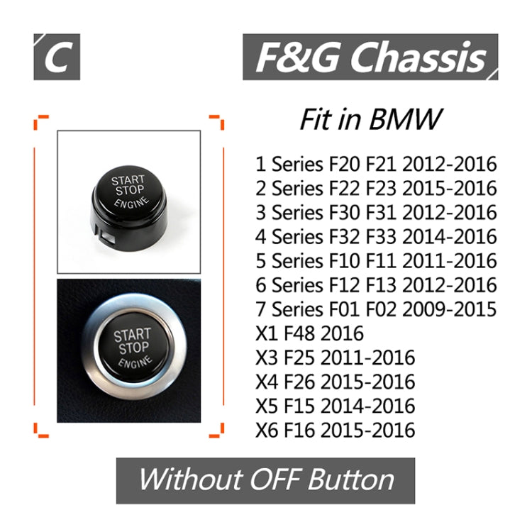 Car Engine Start Key Push Button Cover for BMW G / F Chassis,  without Start and Stop, For BMW G / F Chassis, without Start and Stop (Black)            ...