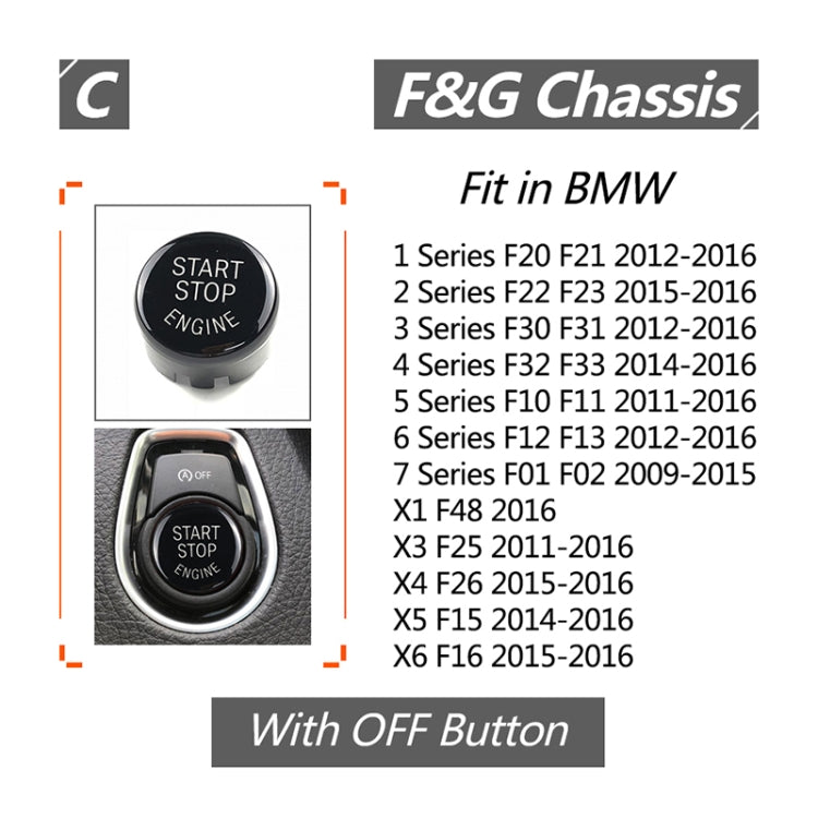 Car Engine Start Key Push Button Cover for BMW G / F Chassis,  with Start and Stop, For BMW G / F Chassis, with Start and Stop (Black)                  ...