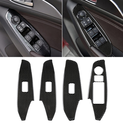 Adesivo decorativo per pannello alzacristalli per finestrino con guida a destra in fibra di carbonio per Mazda Axela 2014/2017-2018, Right Drive Window Lift Panel