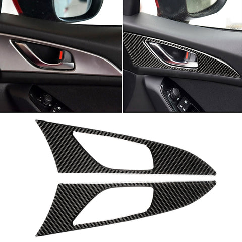 Autocollant décoratif pour téléphone extérieur, poignée intérieure pour porte en fibre de carbone pour 2 pièces pour Mazda Axela 2014/2017-2018, cadre extérieur de poignée intérieure de porte