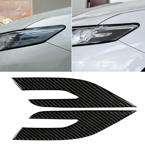 Adesivo decorativo per fari in fibra di carbonio per auto da 2 pezzi per Toyota Camry di ottava generazione 2018-2019, Headlight
