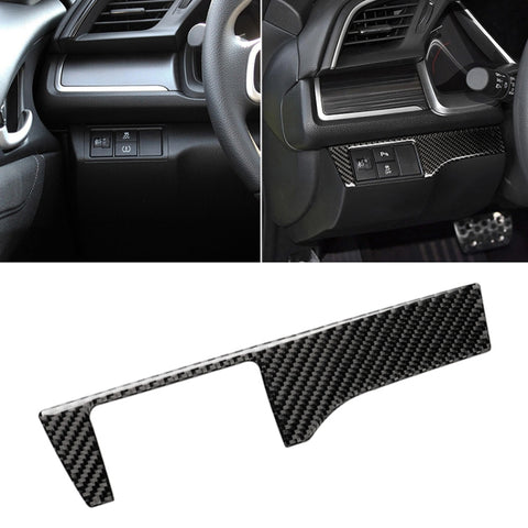 Adesivo decorativo per pannello interruttori fari in fibra di carbonio per auto per Honda Civic di decima generazione 2016-2019, guida a sinistra, Headlight Switch
