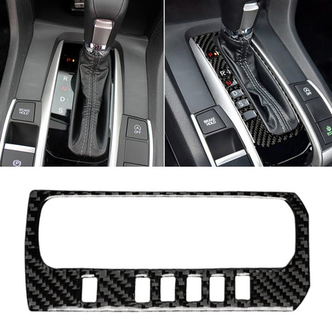 Adesivo decorativo per cornice del pulsante di posizione del cambio in fibra di carbonio per auto per Honda Civic di decima generazione 2016-2019, guida a sinistra, Gear Position Button Frame