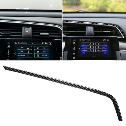 Adhésif décoratif supérieur pour la pression de l'air de commande centrale en fibre de carbone pour voiture pour Honda Civic de génération décimale 2016-2019, guide vers l'avant, sortie d'air de commande centrale supérieure