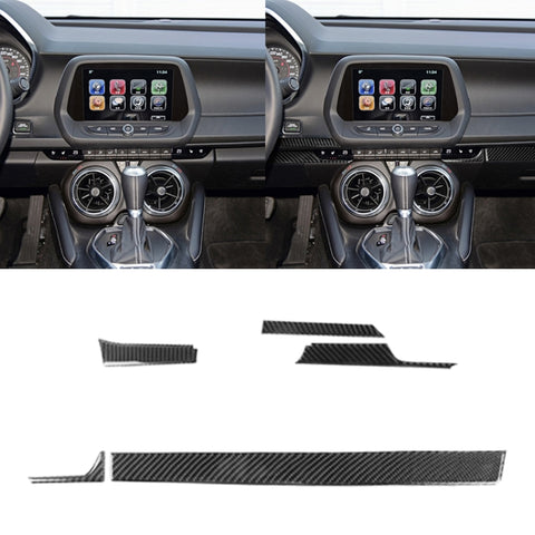 Adesivo decorativo per console centrale in fibra di carbonio 5 in 1 per Chevrolet Camaro 2017-2019, guida a sinistra, Central Console
