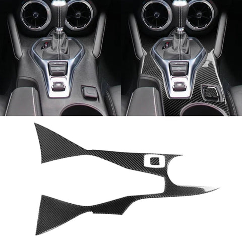 Adesivo decorativo per telaio esterno dell'ingranaggio di controllo centrale in fibra di carbonio per auto 2 in 1 per Chevrolet Camaro 2017-2019, Central Control Gear Outer Frame