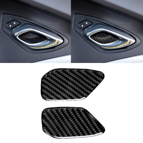 Adesivo decorativo per pannello da polso con maniglia interna per porta in fibra di carbonio per auto per Chevrolet Camaro 2017-2019, Pannello da polso maniglia interna porta