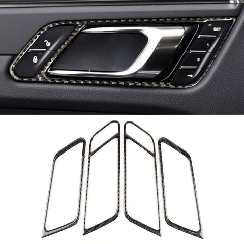 Adesivo decorativo per telaio maniglia portiera auto in fibra di carbonio da 4 pezzi per Porsche Macan, Door Handle Frame