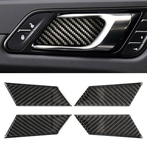 Adesivo decorativo per vasca interna della portiera interna dell'auto in fibra di carbonio da 4 pezzi per Porsche Macan, Inner Door Bowl