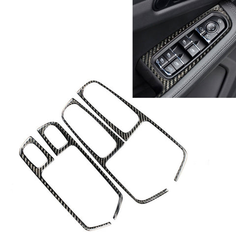 Autocollant décoratif pour panneaux de voiture en fibre de carbone, 4 pièces, pour Porsche Macan, panneau de boutons de fenêtre