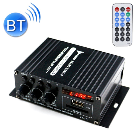 AK370 Amplificateur audio HIFI Bluetooth pour usage domestique/auto avec télécommande 12 V, AK370