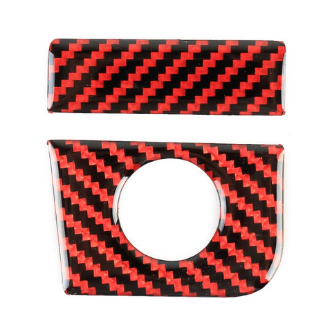Adesivo decorativo con pulsante per scatola portaoggetti per sedile di guida in fibra di carbonio 2 in 1 per Ford Mustang, Vice Driving Seat Storage Box Button