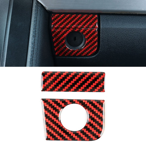 Adesivo decorativo con pulsante per scatola portaoggetti per sedile di guida in fibra di carbonio 2 in 1 per Ford Mustang, Vice Driving Seat Storage Box Button