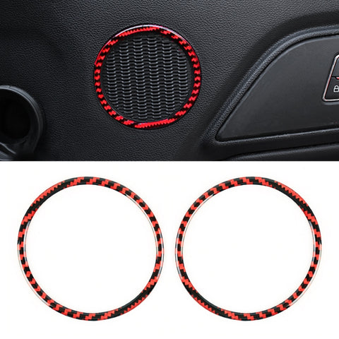 Adesivo decorativo di piccole dimensioni per anello clacson per porta in fibra di carbonio 2 in 1 per Ford Mustang, diametro: 8,3 cm, Door Horn Ring (8.3cm)