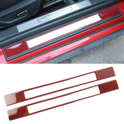 Adhésif décoratif pour le téléphone extérieur de la pédale de Benvenuto en fibre de carbone pour voiture 2 en 1 pour Ford Mustang, cadre extérieur de pédale de bienvenue
