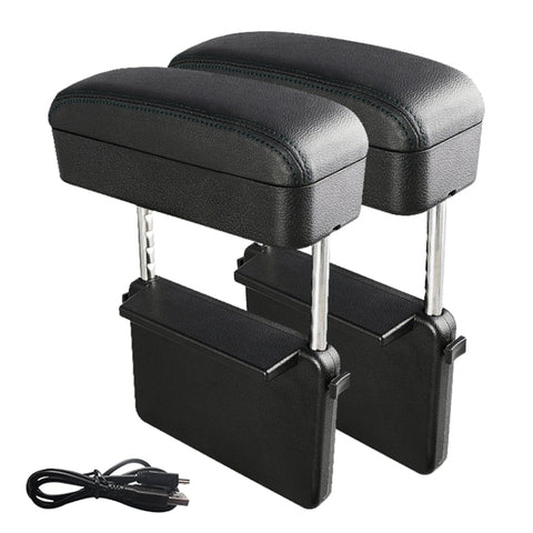 2 pezzi caricatore standard Qi wireless universale per auto cuscino per bracciolo avvolto in pelle PU tappetino per bracciolo per auto con scatola di immagazzinaggio, 2pcs(Black), 2pcs(Black Red), 2pcs(Black White), 2pcs(Grey), 2pcs(Beige), 2pcs(Brown)