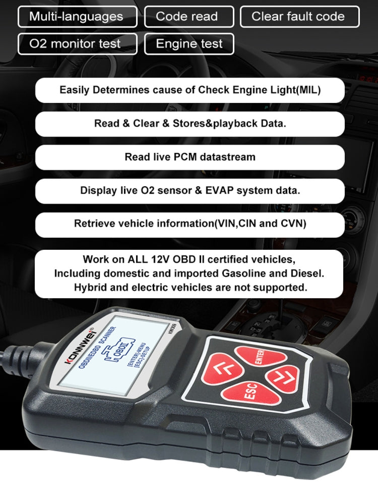 KONNWEI KW309 OBD2 Code Reader Diagnostic Tool for Cars