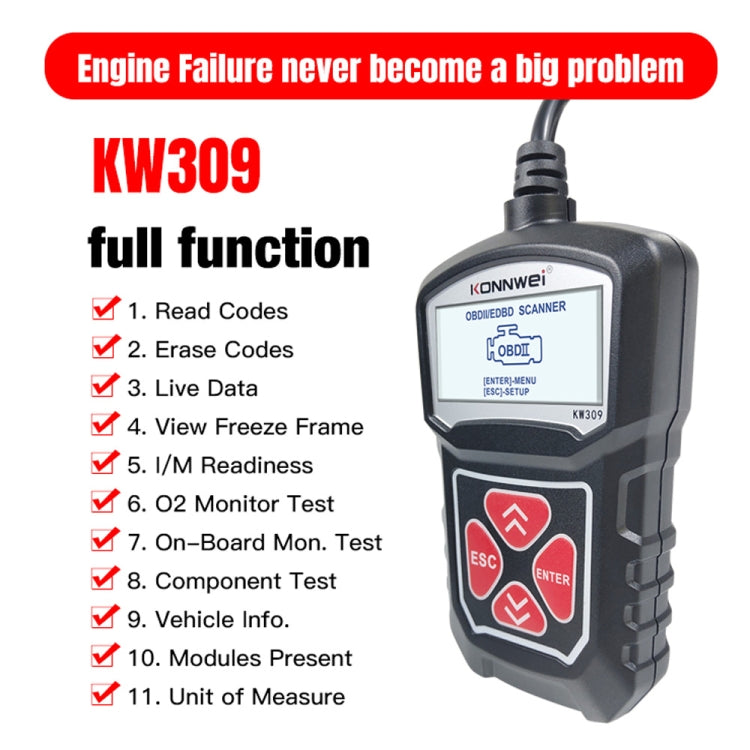 KONNWEI KW309 OBD2 Code Reader Diagnostic Tool for Cars