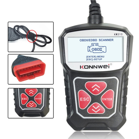 KONNWEI KW310 OBD Lettore di codice rilevatore di guasti per auto ELM327 Strumento diagnostico scanner OBD2, KW310