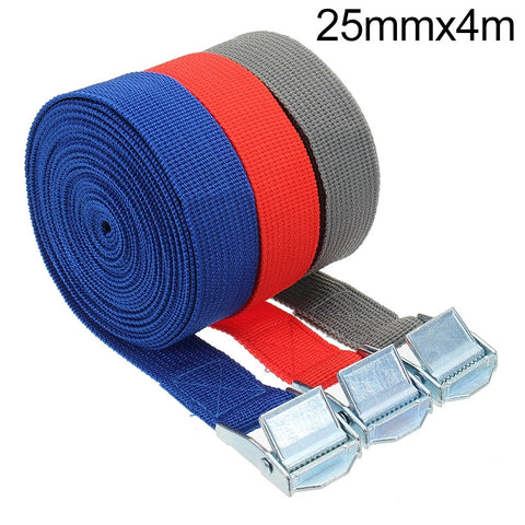 Corda di tensione per auto, cinghia per bagagli, cinghia fissa per auto, barca, avec fibbia in lega, consegna colore casuale, dimensioni: 25 mm x 4 m, 4m