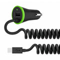 17W Mini USB Car Charger with USB-C Spring Cable