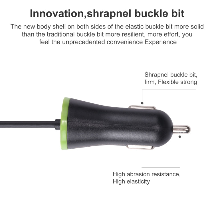 17W Mini USB Car Charger with USB-C Spring Cable