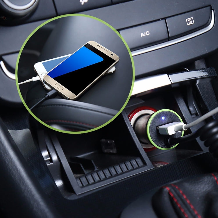 17W Mini USB Car Charger with USB-C Spring Cable