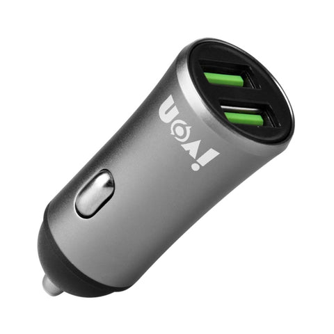 Mini caricabatteria da auto IVON CC26 5V 2.1A con doppia porta USB, CC26 Nero, CC26 Grigio