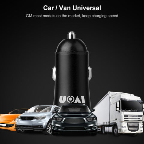 Mini caricabatteria da auto IVON CC26 5V 2.1A con doppia porta USB, CC26 Nero, CC26 Grigio