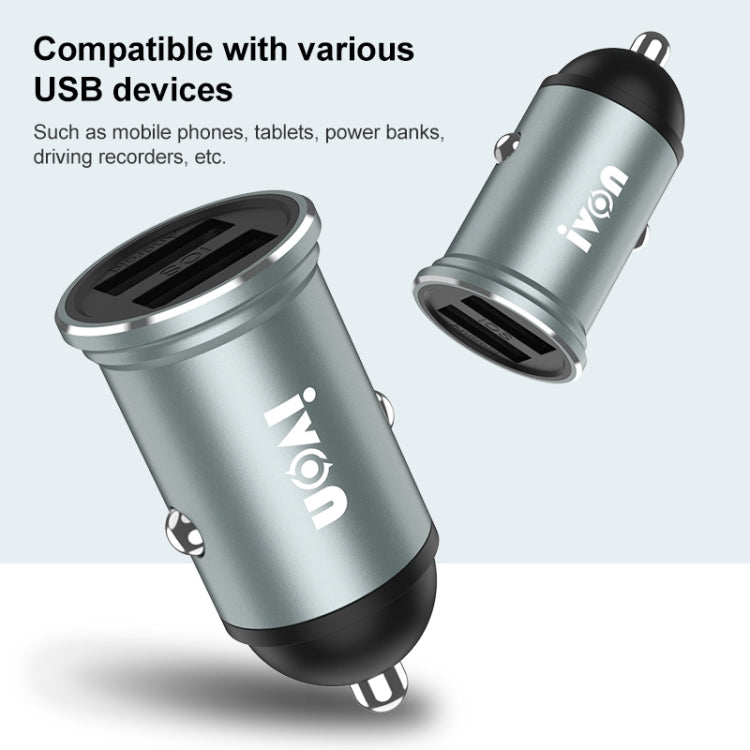 IVON CC37 Dual USB Car Charger with Fast Charge Cable Set