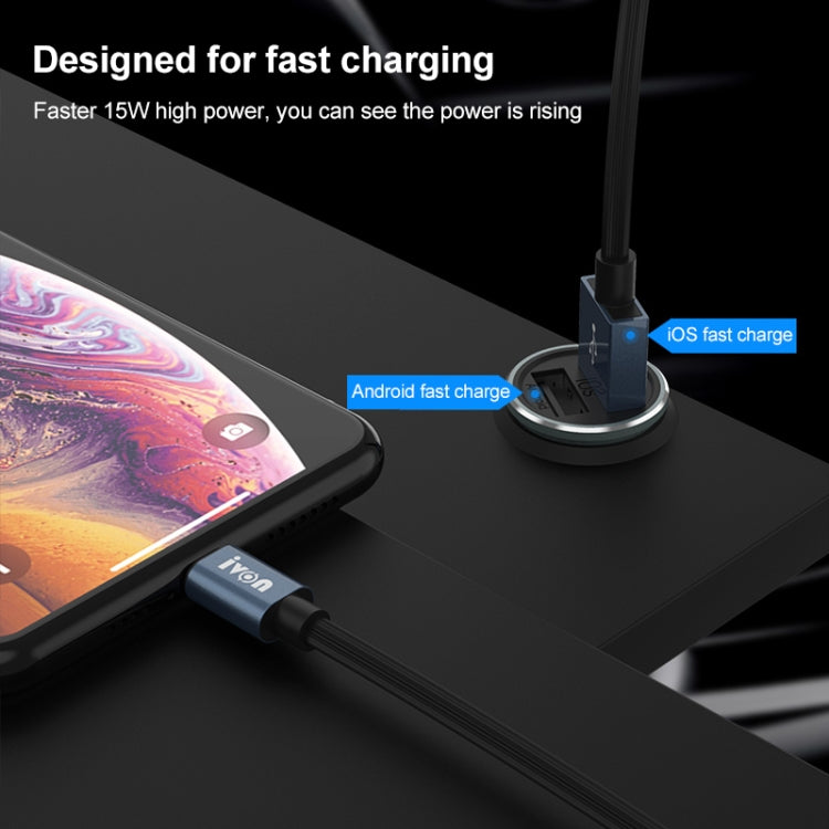 IVON CC37 Dual USB Car Charger with Fast Charge Cable Set