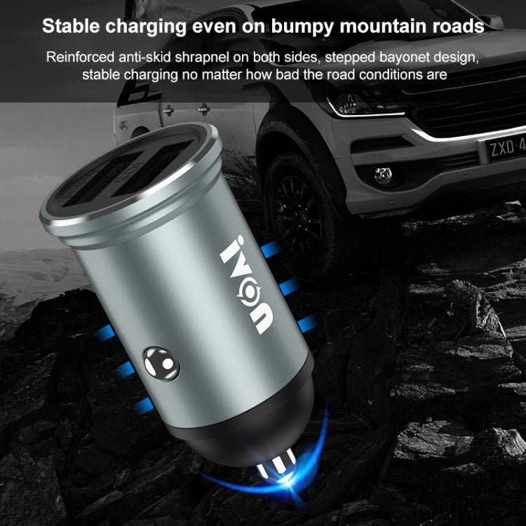 IVON CC37 Dual USB Car Charger with Fast Charge Cable Set