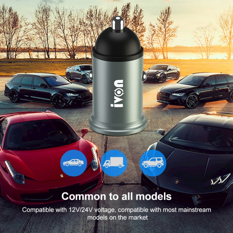 IVON CC37 Dual USB Car Charger with Fast Charge Cable Set