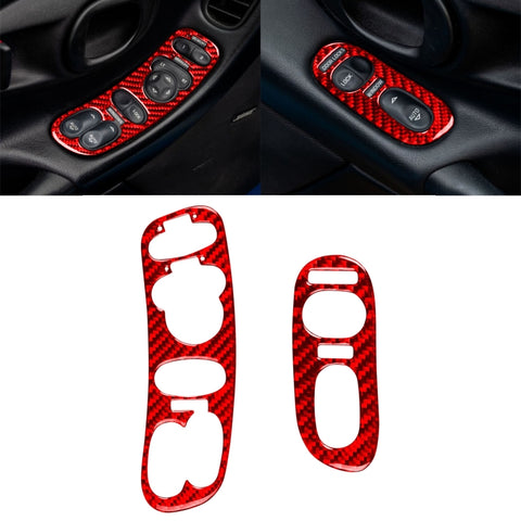 Ensemble d'adhésifs pour panneaux avec mémoire pour panneau de commande de porte en fibre de carbone 2 en 1 pour Chevrolet Corvette C5 1998-2004, guide à gauche, autocollant de panneau de commande de porte A