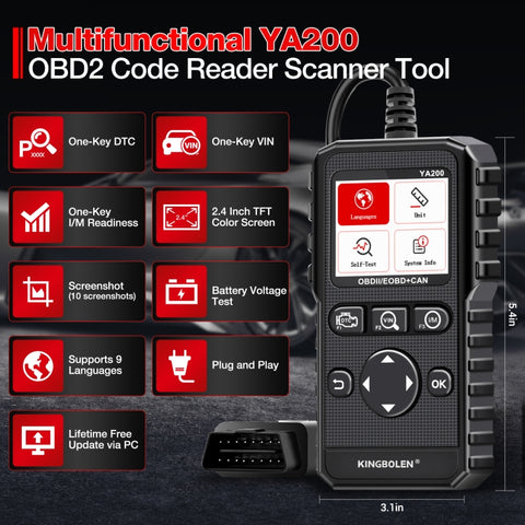 KINGBOLEN YA200 OBD2 Analyseur de garantie de l'instrument de diagnostic de garantie de la voiture, YA200