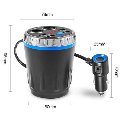 Portabicchieri Caricatore per auto Doppio accendisigari 4 porte USB Caricatore per auto Lettore MP3
