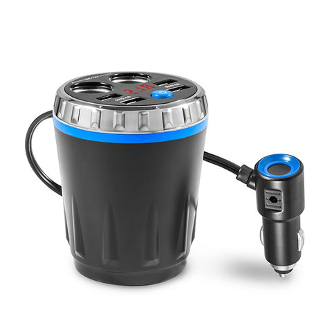 Portabicchieri Caricatore per auto Doppio accendisigari 4 porte USB Caricatore per auto Lettore MP3