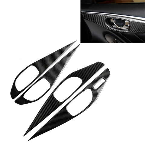 Adesivo decorativo per pannello maniglia interna porta in fibra di carbonio da 4 pezzi per Infiniti Q50, guida a sinistra, Door Inner Handle Panel (A)