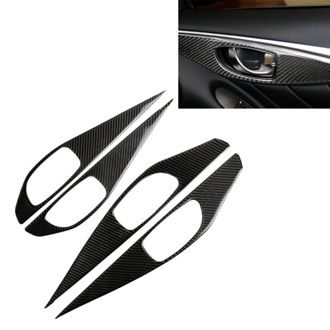 Adesivo decorativo per pannello maniglia interna porta in fibra di carbonio da 4 pezzi per Infiniti Q50, Door Inner Handle Panel (B)