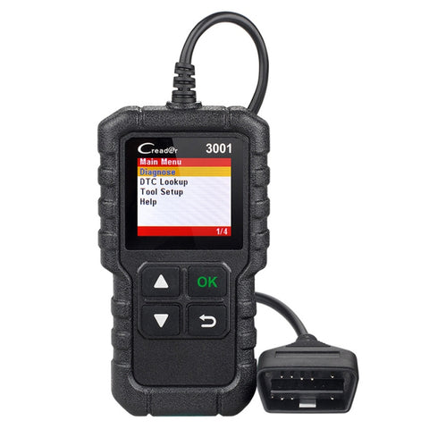 Avvia Creader CR3001 Strumento diagnostico per rilevatore di guasti OBD2 per lettore di codici per schermo a colori per auto, Launch Creader CR3001