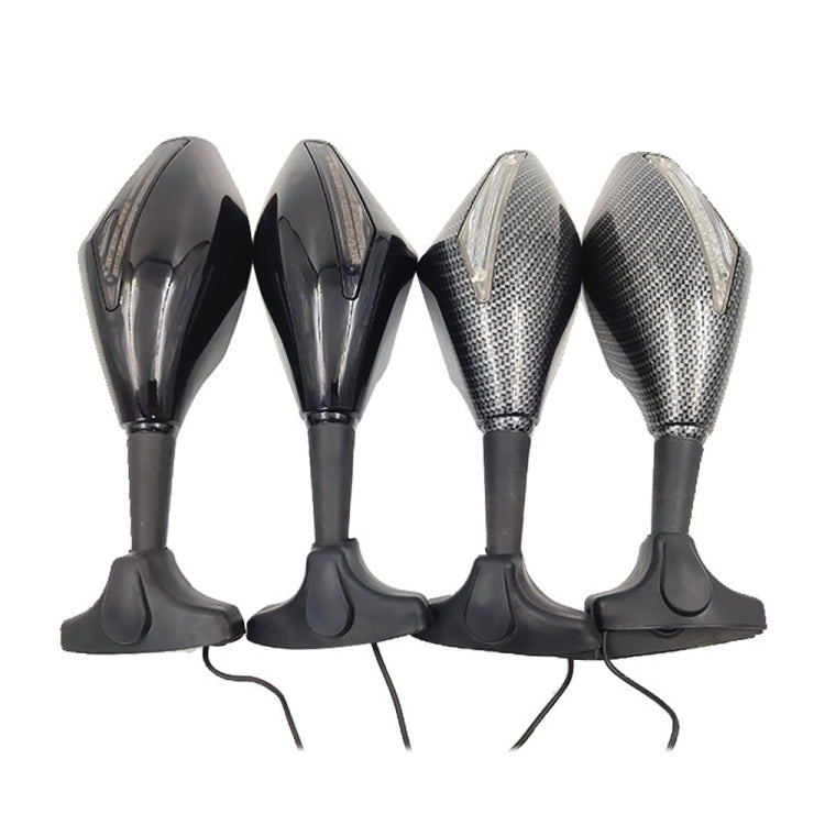 Set specchietti retrovisori modificati per moto con luce per Kawasaki, MB-MR021-BK, Carbon Fiber Black