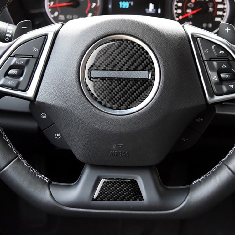 2 in 1 Car Carbon Fiber Steering Wheel Button Decorative Sticker for Chevrolet Camaro 2017-2019, Left and Right Drive Universal                         ...
