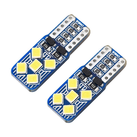 Set di 2 Lampadine T10 W5W 168 DC12V 1.8W 6000K 130LM 10LED SMD-2835