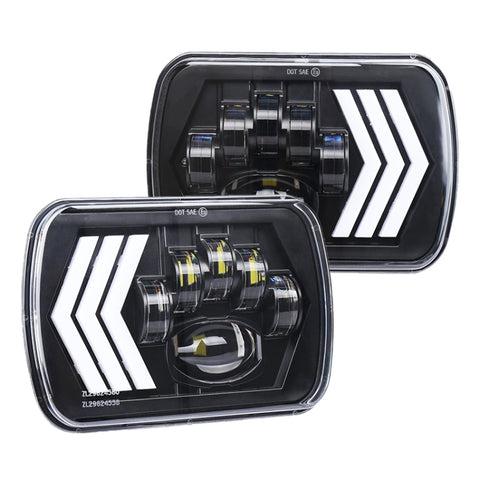 2 fari quadrati a LED con sfondo rosso modificato per auto da 5X7 pollici per Jeep Wrangler, For Jeep Wrangler(5X7 inch)