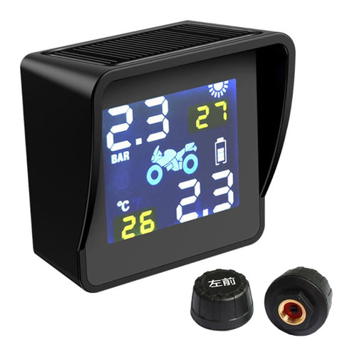 Monitor esterno per pneumatici senza fili universale per moto ad alta precisione a energia solare TPMS Sistema di allarme pressione pneumatici, Motorcycle External Tire Monitor