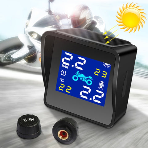 Monitor esterno per pneumatici senza fili universale per moto ad alta precisione a energia solare TPMS Sistema di allarme pressione pneumatici, Motorcycle External Tire Monitor