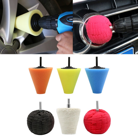 Set di dischi per lucidatura auto da 6 in 1 da 3 pollici Spugna per lucidatura ceretta per cerchioni, 6 in 1