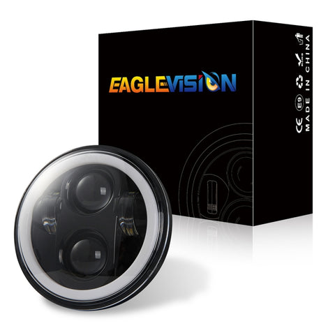 EagleVision DC9-30V 35W 6000K 4000LM Faro LED per moto rotondo da 5,75 pollici con Angel Eye per Harley-Davidson, 5.75 pollici con Angel Eye